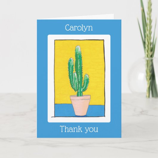 Euphorbia Cactus tekening, gepersonaliseerd Bedankkaart (Voorkant)