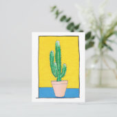Euphorbia Cactus tekening, simpele, gemengde media Briefkaart (Staand voorkant)
