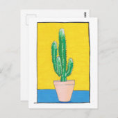 Euphorbia Cactus tekening, simpele, gemengde media Briefkaart (Voorkant / Achterkant)