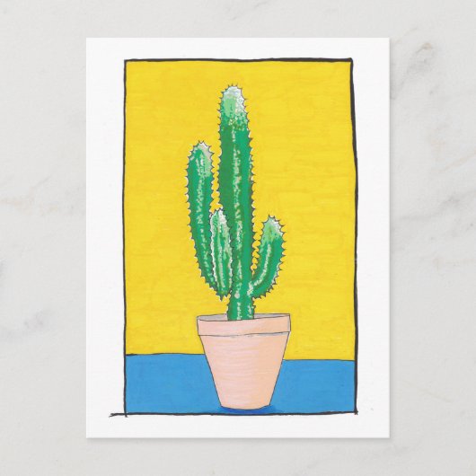 Euphorbia Cactus tekening, simpele, gemengde media Briefkaart (Voorkant)