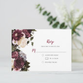 Euphoria Boho Bourgondië Roze Wit Bloemen RSVP | (Staand voorkant)