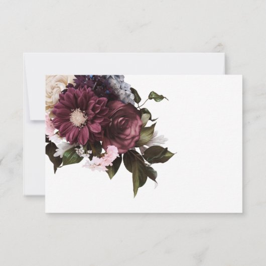 Euphoria Boho Rode Roze Witte Bloemen RSVP | Kaartje (Achterkant)