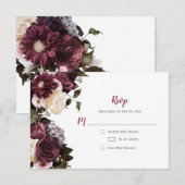 Euphoria Boho Rode Roze Witte Bloemen RSVP | Kaartje (Voorkant / Achterkant)