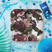 Euphoria Zwart Bloemen Bruiloft Papier Borden Papieren Bordje (Feest)