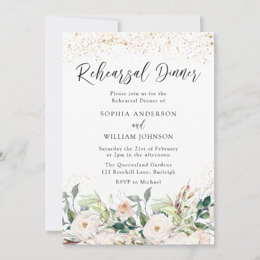 Euphoric Blush & White Flowers Rehearsal Dinner Kaart (Voorkant)