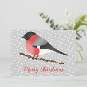 Eurasian Bullfinch Bird Merry kerst Aangepast Feestdagenkaart (Staand voorkant)