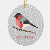 Eurasian Bullfinch & de Familienaam van de Douane  Keramisch Ornament (Links)