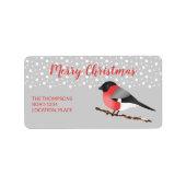 Eurasian Bullfinch Merry  Kerstmis Etiket (Voorkant)