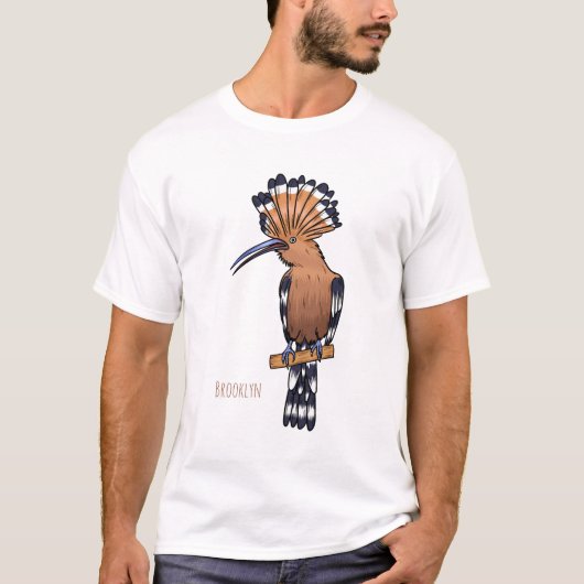 Eurasian hoopoe bird cartoon illustration  t-shirt (Voorkant)