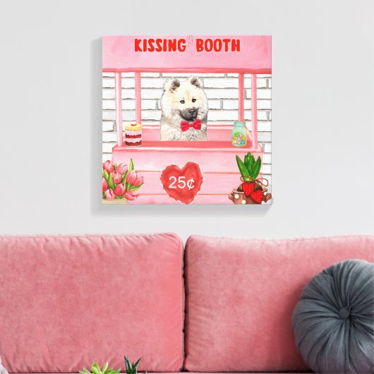 Eurasier Dog Valentijnsdag Kissing Booth Canvas Afdruk (Insitu (Woonkamer))