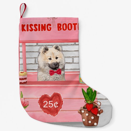 Eurasier Dog Valentijnsdag Kissing Booth Kleine Kerstsok (Voorkant)