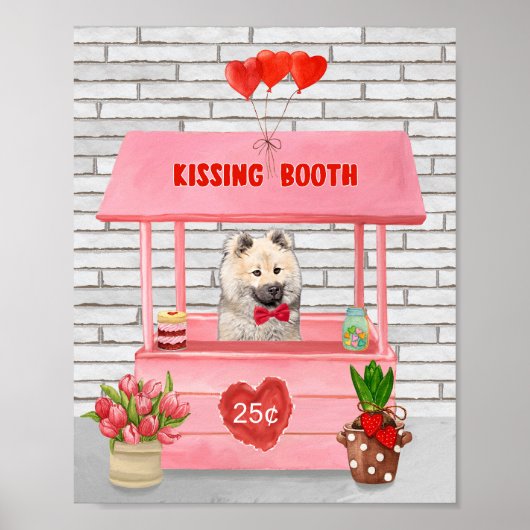 Eurasier Dog Valentijnsdag Kissing Booth Poster (Voorkant)