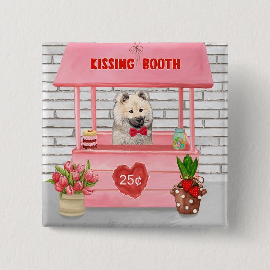 Eurasier Dog Valentijnsdag Kissing Booth Vierkante Button 5,1 Cm (Voorkant)