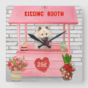 Eurasier Dog Valentijnsdag Kissing Booth Vierkante Klok