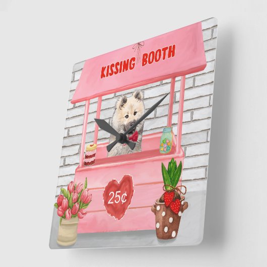 Eurasier Dog Valentijnsdag Kissing Booth Vierkante Klok (Hoek)