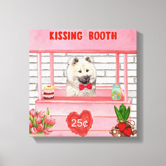 Eurasiër hond Valentijnsdag kusstand Canvas Afdruk (Voorkant)