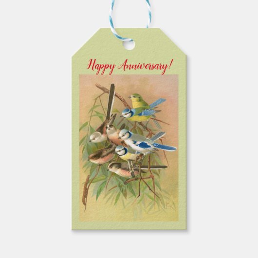 Euraziatische blauwe stit en langststaartstit cadeaulabel (Voorkant)