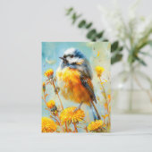 Euraziatische Blauwe Tit in het impressionistische Briefkaart (Staand voorkant)