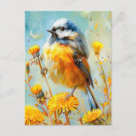 Euraziatische Blauwe Tit in het impressionistische Briefkaart