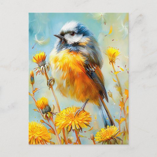 Euraziatische Blauwe Tit in het impressionistische Briefkaart (Voorkant)