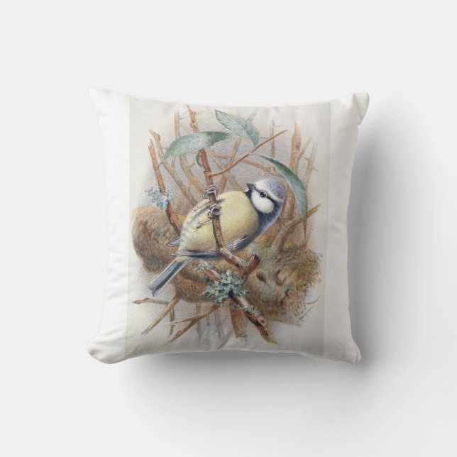 Euraziatische Blauwe Vogel Kussen (Voorkant)