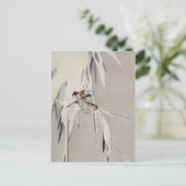 Euraziatische bosbessen op sneeuw, Watanabe Seitei Briefkaart (Staand voorkant)