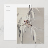 Euraziatische bosbessen op sneeuw, Watanabe Seitei Briefkaart (Voorkant / Achterkant)