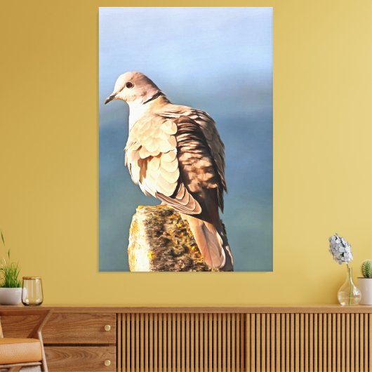 Euraziatische Collared Dove Wildlife Art Canvas Afdruk (Insitu (Woonkamer))