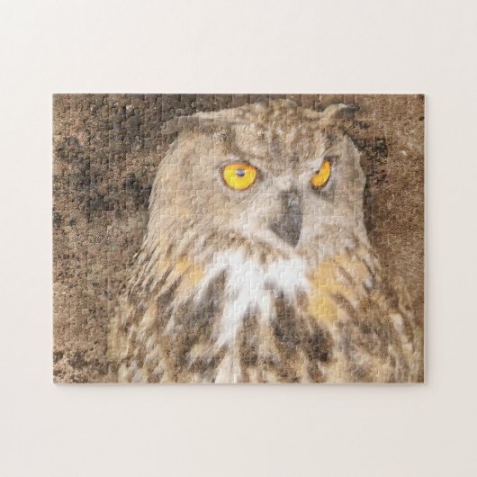 Euraziatische Eagle Grunge Owl Legpuzzel (Horizontaal)