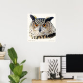 Euraziatische Eagle Owl Ornithologisch fijn poster (Thuiskantoor)