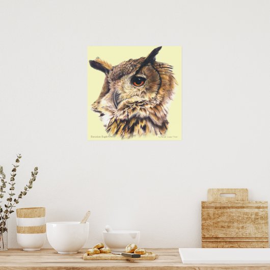 Euraziatische Eagle Owl Ornithologisch fijn poster (Keuken)