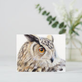 Euraziatische Eagle Owl side art waterverf briefka Briefkaart (Staand voorkant)