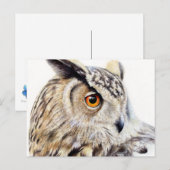Euraziatische Eagle Owl side art waterverf briefka Briefkaart (Voorkant / Achterkant)