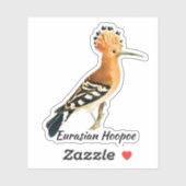 Euraziatische Hoopoe-vogel, gelabeld Sticker (Vel)