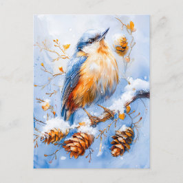 Euraziatische Nuthatch in impressionistische stijl Briefkaart