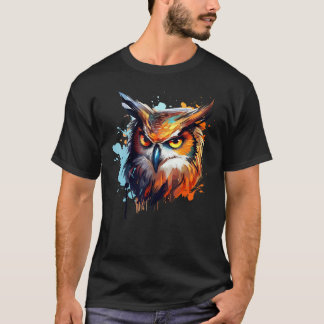 Euraziatische oehoe uilen liefhebber kleurrijke sp t-shirt