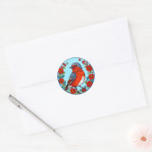 Euraziatische Roodborst Vogel op Tak Knus Bos 🌿✨ Ronde Sticker (Envelop)