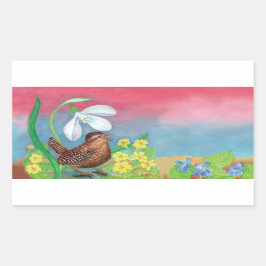 Euraziatische vrouwen en Snowdrop & Primroses Rechthoekige Sticker