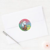 Euraziatische vrouwen en Snowdrop & Primroses Ronde Sticker (Envelop)