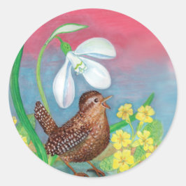 Euraziatische vrouwen en Snowdrop & Primroses Ronde Sticker