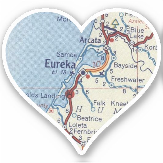  Eureka CA Kaart Sticker (Voorkant)