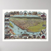 Eureka, CA Panoramic Map - 1902 Poster (Voorkant)