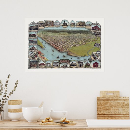 Eureka, CA Panoramic Map - 1902 Poster (Keuken)
