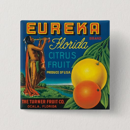 Eureka Florida Citrus Fruit Vierkante Button 5,1 Cm (Voorkant)