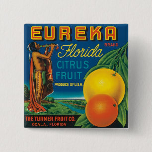 Eureka Florida Citrus Fruit Vierkante Button 5,1 Cm