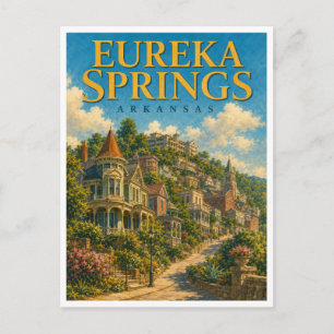 Eureka Springs Arkansas Victoriaanse Heuvel GeoSag Briefkaart