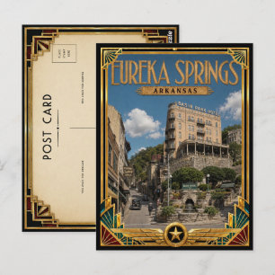 Eureka Springs Arkansas Vintage Art Deco Gouden Ee Briefkaart
