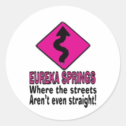 Eureka Springs straten Ronde Sticker (Voorkant)