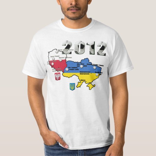 Euro 2012 Polen vlag Oekraïne vlagt Europees kampi T-shirt (Voorkant)