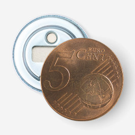 Euro 5 cent Geld Munt Button Flesopener